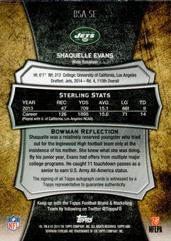 2014 Bowman Sterling - Autographs Gold Refractors #BSA-SE Shaquelle Evans Back