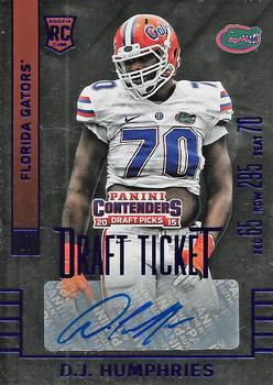 2015 Panini Contenders Draft Picks - College Draft Ticket Blue Foil #275 D.J. Humphries Front