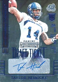 2015 Panini Contenders Draft Picks - College Draft Ticket Blue Foil #157 Taylor Heinicke Front