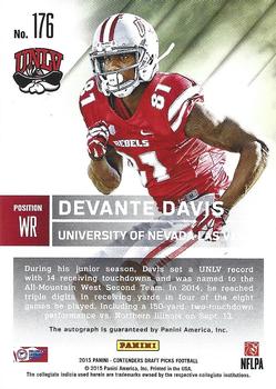 2015 Panini Contenders Draft Picks - College Draft Ticket Red Foil #176 Devante Davis Back