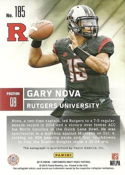 2015 Panini Contenders Draft Picks - College Draft Ticket Red Foil #185 Gary Nova Back