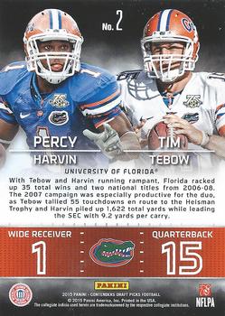 2015 Panini Contenders Draft Picks - Collegiate Connections #2 Percy Harvin / Tim Tebow Back