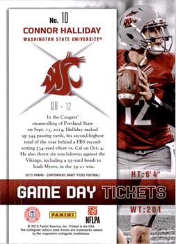 2015 Panini Contenders Draft Picks - Game Day Tickets #10 Connor Halliday Back