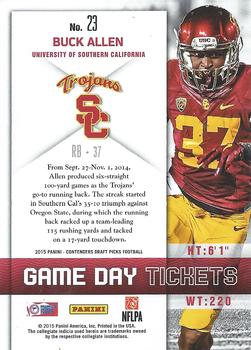 2015 Panini Contenders Draft Picks - Game Day Tickets #23 Buck Allen Back