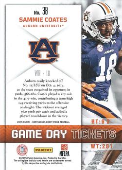 2015 Panini Contenders Draft Picks - Game Day Tickets #38 Sammie Coates Back