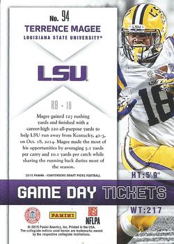 2015 Panini Contenders Draft Picks - Game Day Tickets #94 Terrence Magee Back