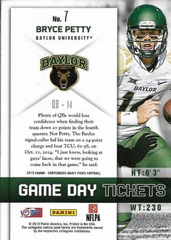 2015 Panini Contenders Draft Picks - Game Day Tickets #7 Bryce Petty Back