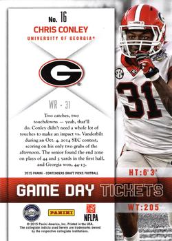 2015 Panini Contenders Draft Picks - Game Day Tickets #16 Chris Conley Back