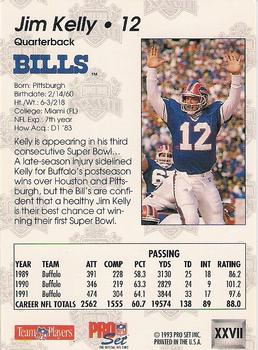 1992-93 Pro Set Super Bowl XXVII #XXVII Jim Kelly Back