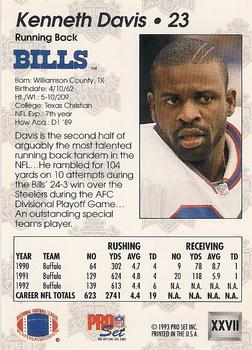 1992-93 Pro Set Super Bowl XXVII #XXVII Kenneth Davis Back