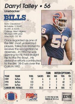 1992-93 Pro Set Super Bowl XXVII #XXVII Darryl Talley Back