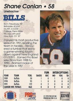 1992-93 Pro Set Super Bowl XXVII #XXVII Shane Conlan Back