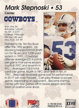 1992-93 Pro Set Super Bowl XXVII #XXVII Mark Stepnoski Back
