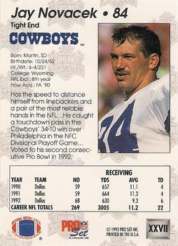 1992-93 Pro Set Super Bowl XXVII #XXVII Jay Novacek Back