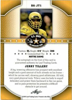 2015 Leaf Army All-American Bowl - Autographs #BA-JT1 Jerry Tillery Back