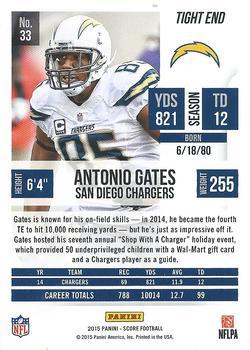 2015 Score - End Zone #33 Antonio Gates Back