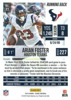 2015 Score - End Zone #77 Arian Foster Back