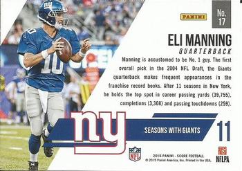 2015 Score - Franchise #17 Eli Manning Back