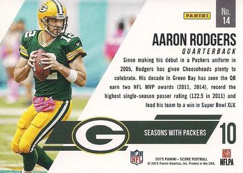 2015 Score - Franchise Gold #14 Aaron Rodgers Back