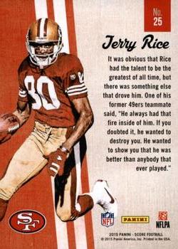 2015 Score - Gridiron Heritage Gold #25 Jerry Rice Back