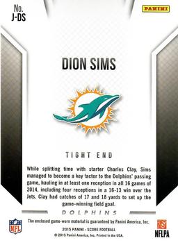 2015 Score - Jerseys #J-DS Dion Sims Back