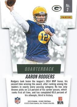 2015 Score - Precision Passers Green Camo #2 Aaron Rodgers Back