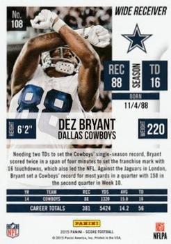 2015 Score - Red Zone #108 Dez Bryant Back