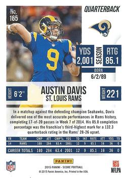 2015 Score - Scorecard #165 Austin Davis Back
