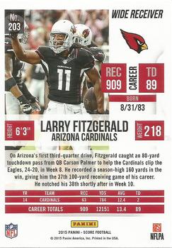 2015 Score - Scorecard #203 Larry Fitzgerald Back