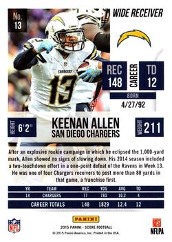2015 Score - Scorecard #13 Keenan Allen Back