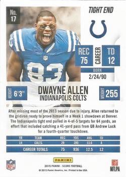 2015 Score - Scorecard #17 Dwayne Allen Back