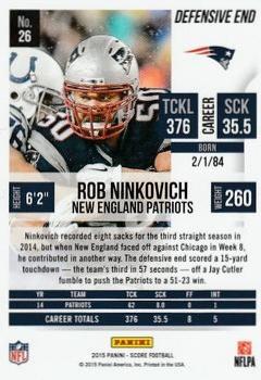 2015 Score - Scorecard #26 Rob Ninkovich Back