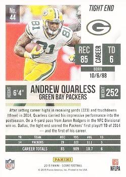 2015 Score - Scorecard #44 Andrew Quarless Back