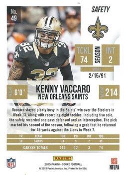 2015 Score - Scorecard #49 Kenny Vaccaro Back