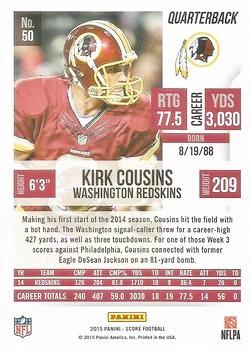 2015 Score - Scorecard #50 Kirk Cousins Back