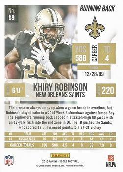 2015 Score - Scorecard #59 Khiry Robinson Back