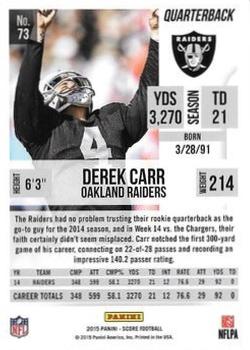 2015 Score - Scorecard #73 Derek Carr Back