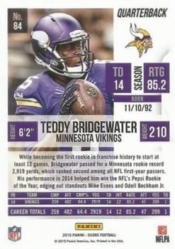 2015 Score - Scorecard #84 Teddy Bridgewater Back