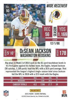2015 Score - Scorecard #90 DeSean Jackson Back