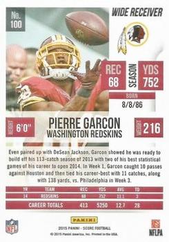 2015 Score - Scorecard #100 Pierre Garcon Back