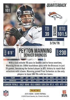 2015 Score - Scorecard #101 Peyton Manning Back
