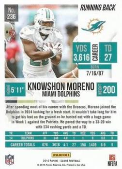 2015 Score - Scorecard #236 Knowshon Moreno Back
