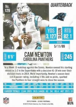 2015 Score - Showcase #129 Cam Newton Back