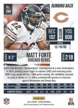 2015 Score - Showcase #194 Matt Forte Back