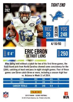2015 Score - Showcase #282 Eric Ebron Back