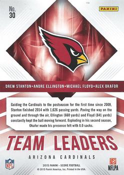 2015 Score - Team Leaders #30 Alex Okafor / Drew Stanton / Andre Ellington / Michael Floyd Back