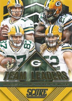 2015 Score - Team Leaders Gold #13 Aaron Rodgers / Clay Matthews / Eddie Lacy / Jordy Nelson Front