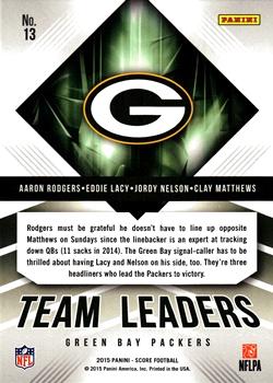 2015 Score - Team Leaders Red #13 Aaron Rodgers / Clay Matthews / Eddie Lacy / Jordy Nelson Back