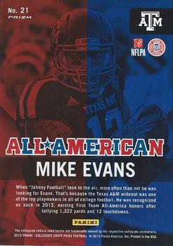 2015 Panini Prizm Collegiate Draft Picks - All Americans #21 Mike Evans Back