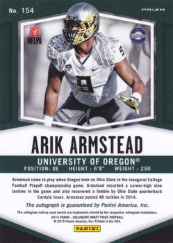 2015 Panini Prizm Collegiate Draft Picks - Autographs Prizms #154 Arik Armstead Back